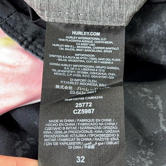 Hurley Mens Phantom Board Shorts Swim Black Gray Tie Dye Drawstring 32 New - Picture 10 of 12